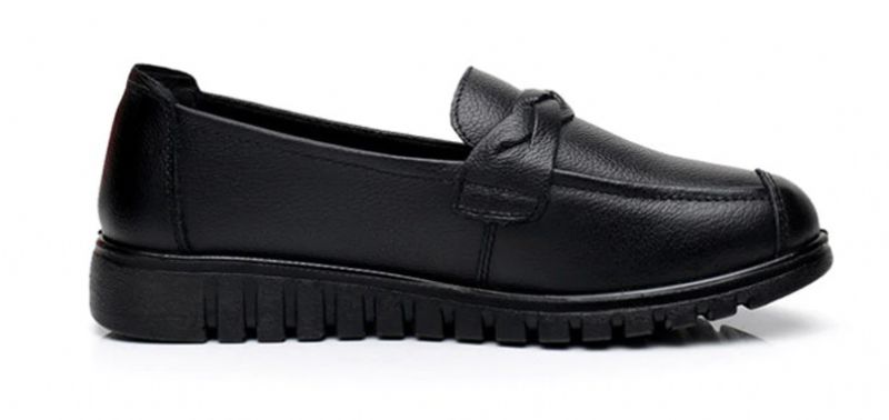 Olga Dames Casual Leren Loafer Schoenen - Zwart