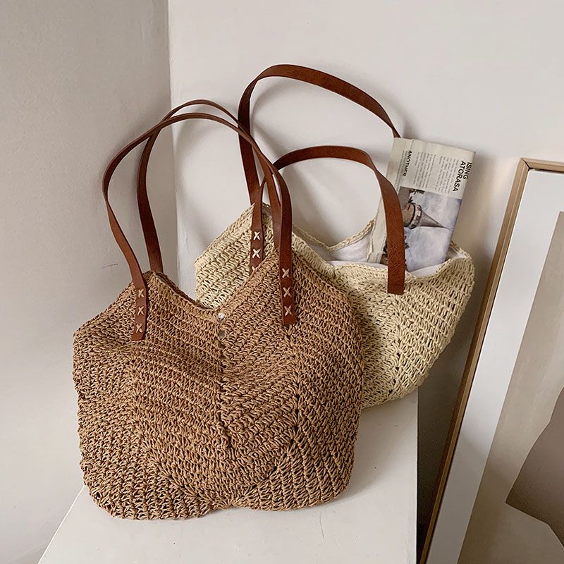 Oliver Handtas Voor Dames Geweven Strand - Kaki