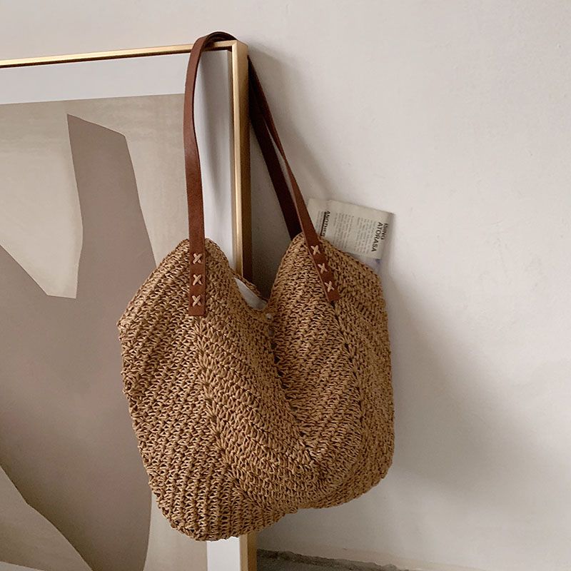 Oliver Handtas Voor Dames Geweven Strand - Kaki