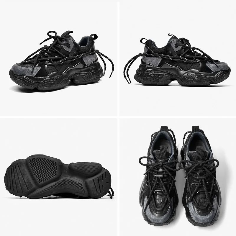 Oluche Dames Veter Sneakers - Zwart