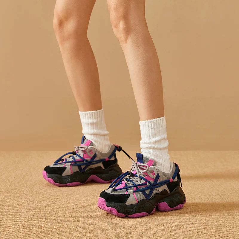 Oluche Dames Veter Sneakers - Zwart