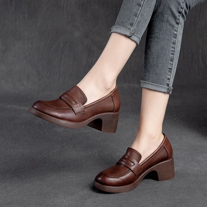 Omary Dames Vierkante Hak Pumps - Zwart
