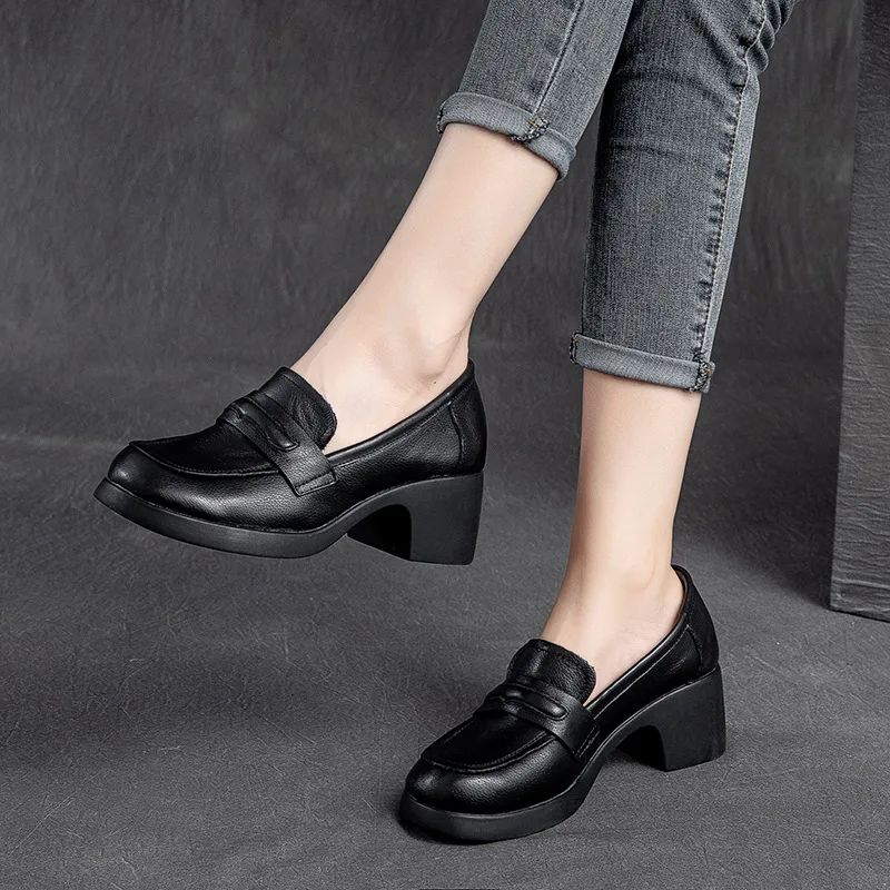 Omary Dames Vierkante Hak Pumps - Zwart