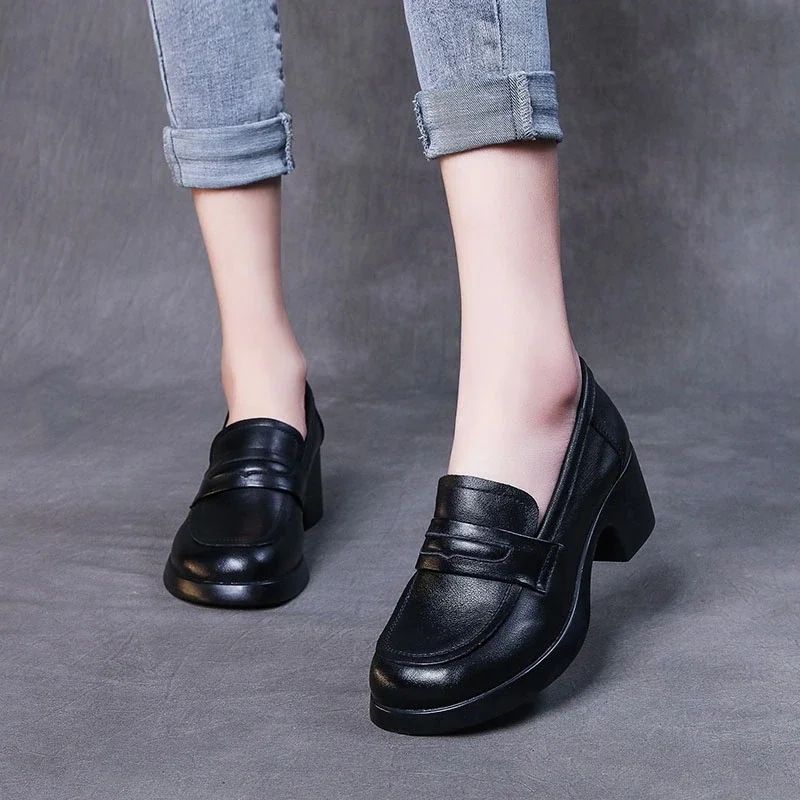Omary Dames Vierkante Hak Pumps - Zwart