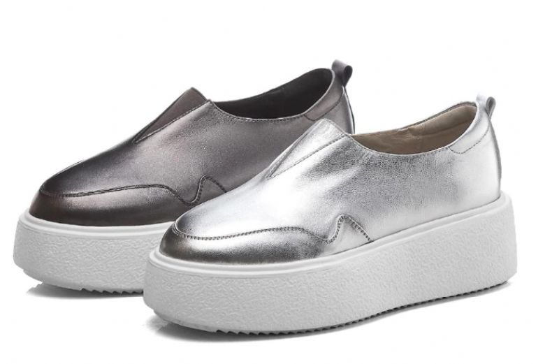 Omi Dames Platform Casual Gevulkaniseerde Schoenen - Zilver