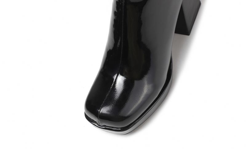 Oriana Dames Lange Herfst Laarzen - Zwart Leer