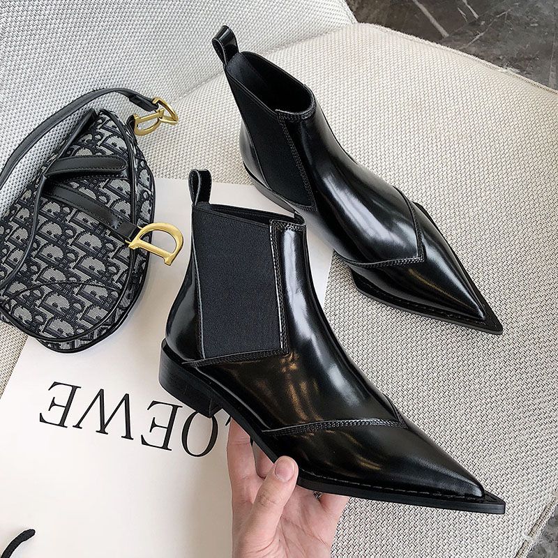 Oriana Dames Pointed Toe Black Boots - Zwart
