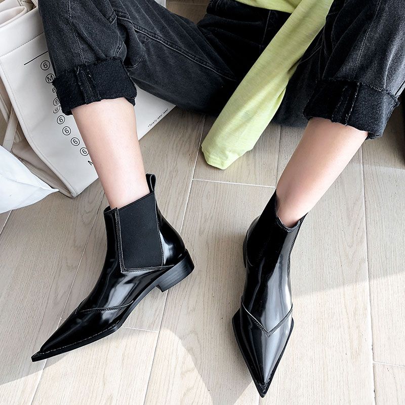 Oriana Dames Pointed Toe Black Boots - Zwart
