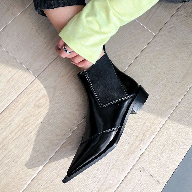 Oriana Dames Pointed Toe Black Boots - Zwart