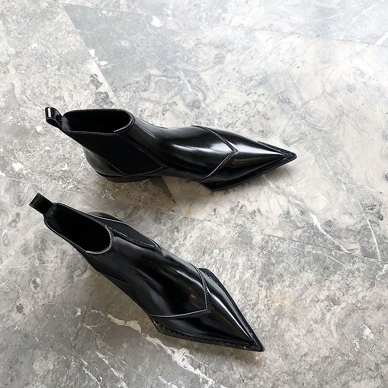 Oriana Dames Pointed Toe Black Boots - Zwart