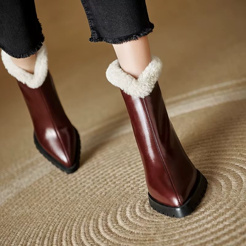 Oriana Dames Winter Nieuws Enkellaarsjes - Wijn