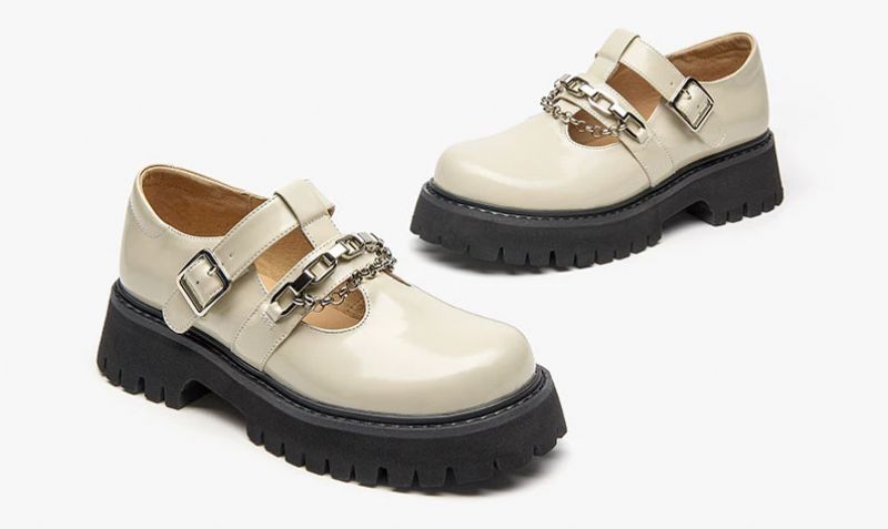 Oz Dames Leren Platform Schoenen - Zwart