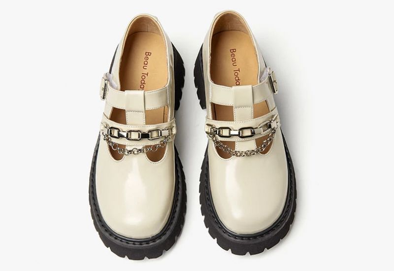 Oz Dames Leren Platform Schoenen - Zwart