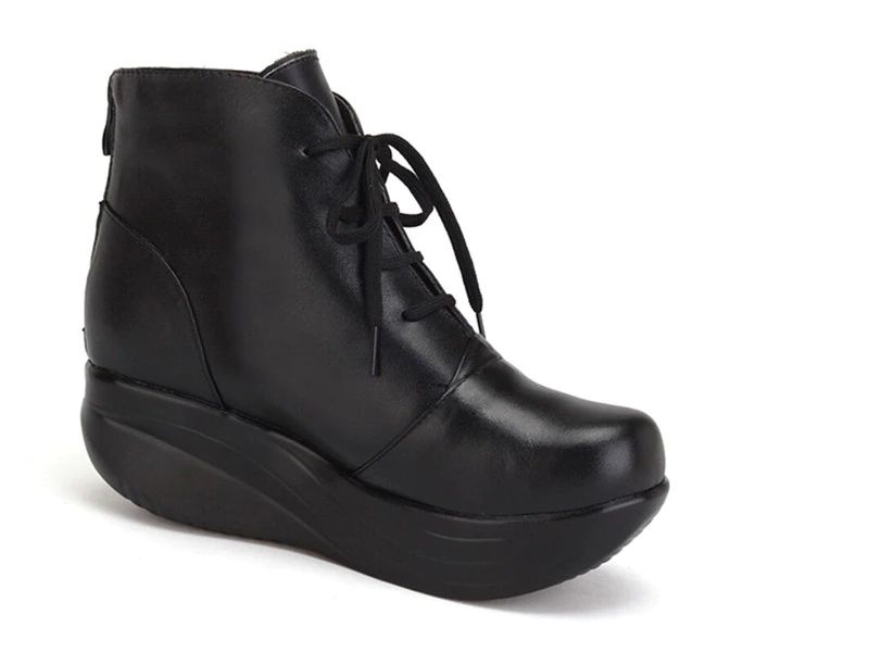Palenque Dames Zwarte Leren Winterlaarzen - Zwart
