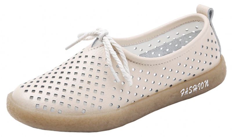 Palmer Dames Platte Leren Slip On Schoenen - Beige