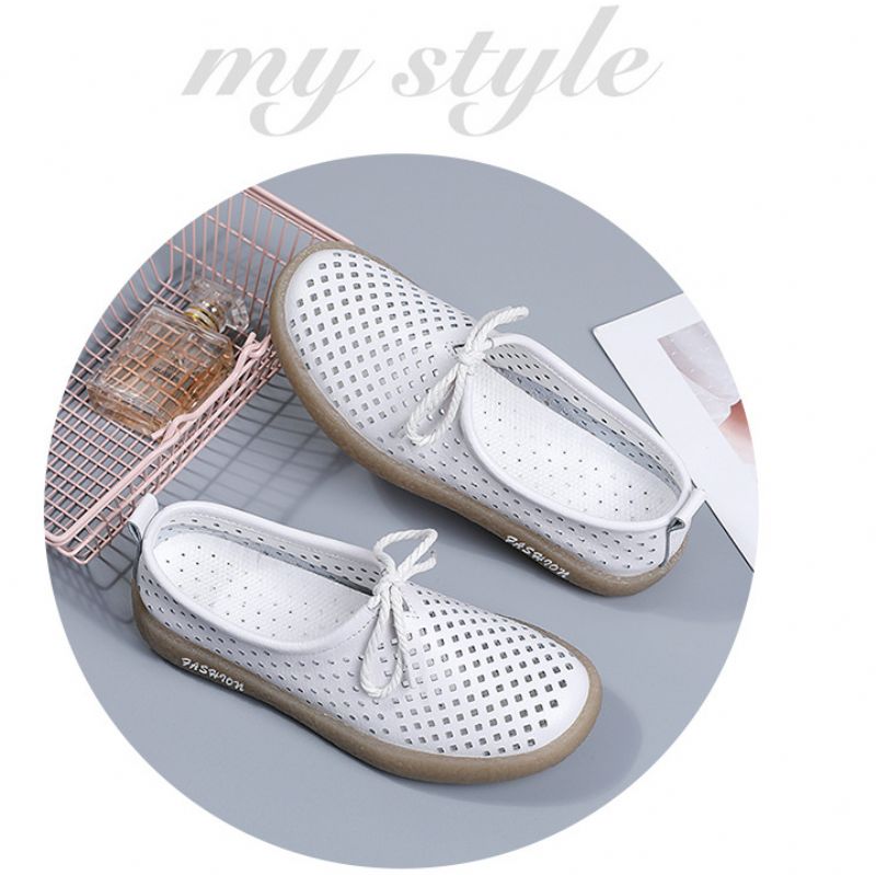 Palmer Dames Platte Leren Slip On Schoenen - Beige