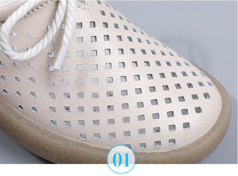 Palmer Dames Platte Leren Slip On Schoenen - Beige