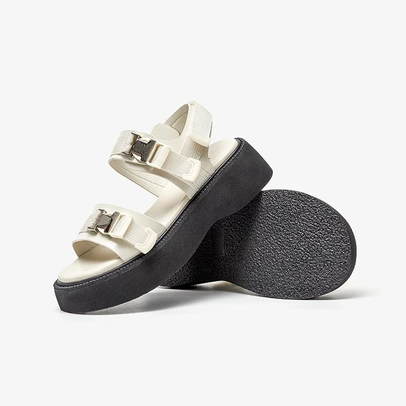 Pamela Dames Platform Open Teen Sandaal - Zwart