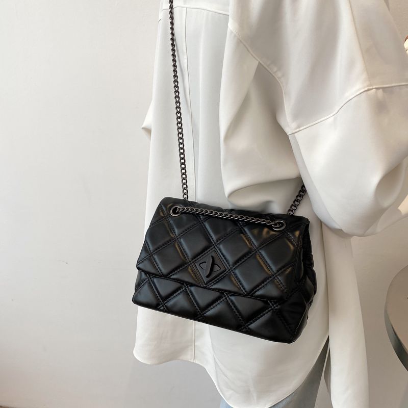 Panche Dames Luxe Trend Ketting Leren Handtas - Zwart