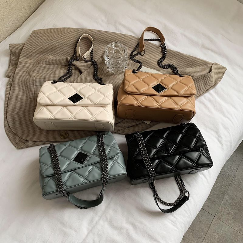 Panche Dames Luxe Trend Ketting Leren Handtas - Zwart