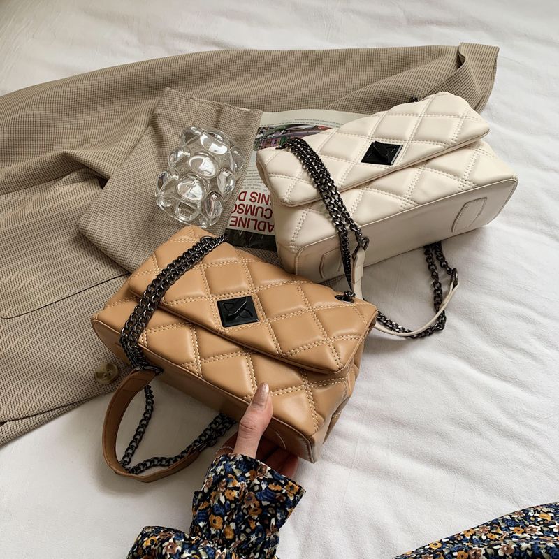Panche Dames Luxe Trend Ketting Leren Handtas - Zwart