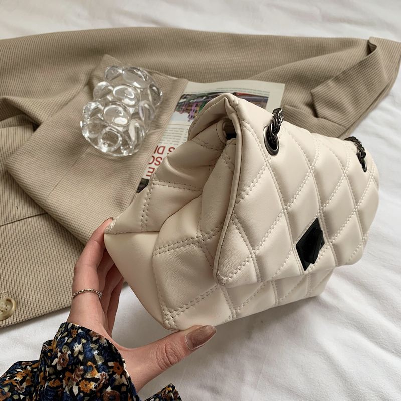 Panche Dames Luxe Trend Ketting Leren Handtas - Zwart
