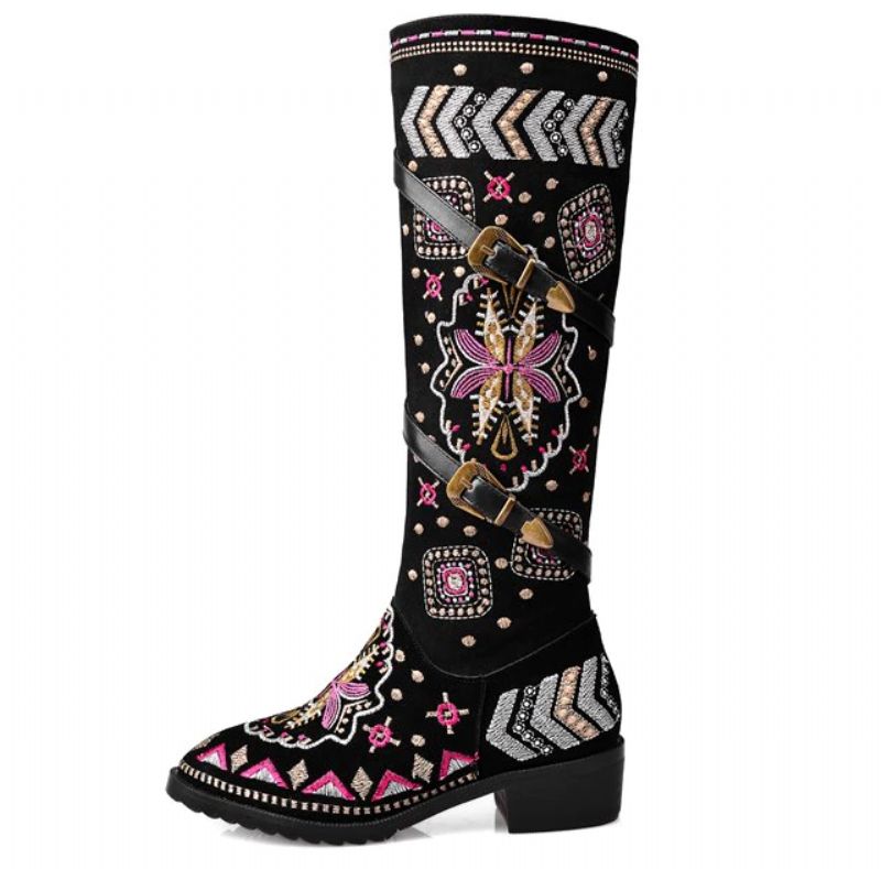 Panema Dames Western Winterlaarzen - Zwart Zonder Bont