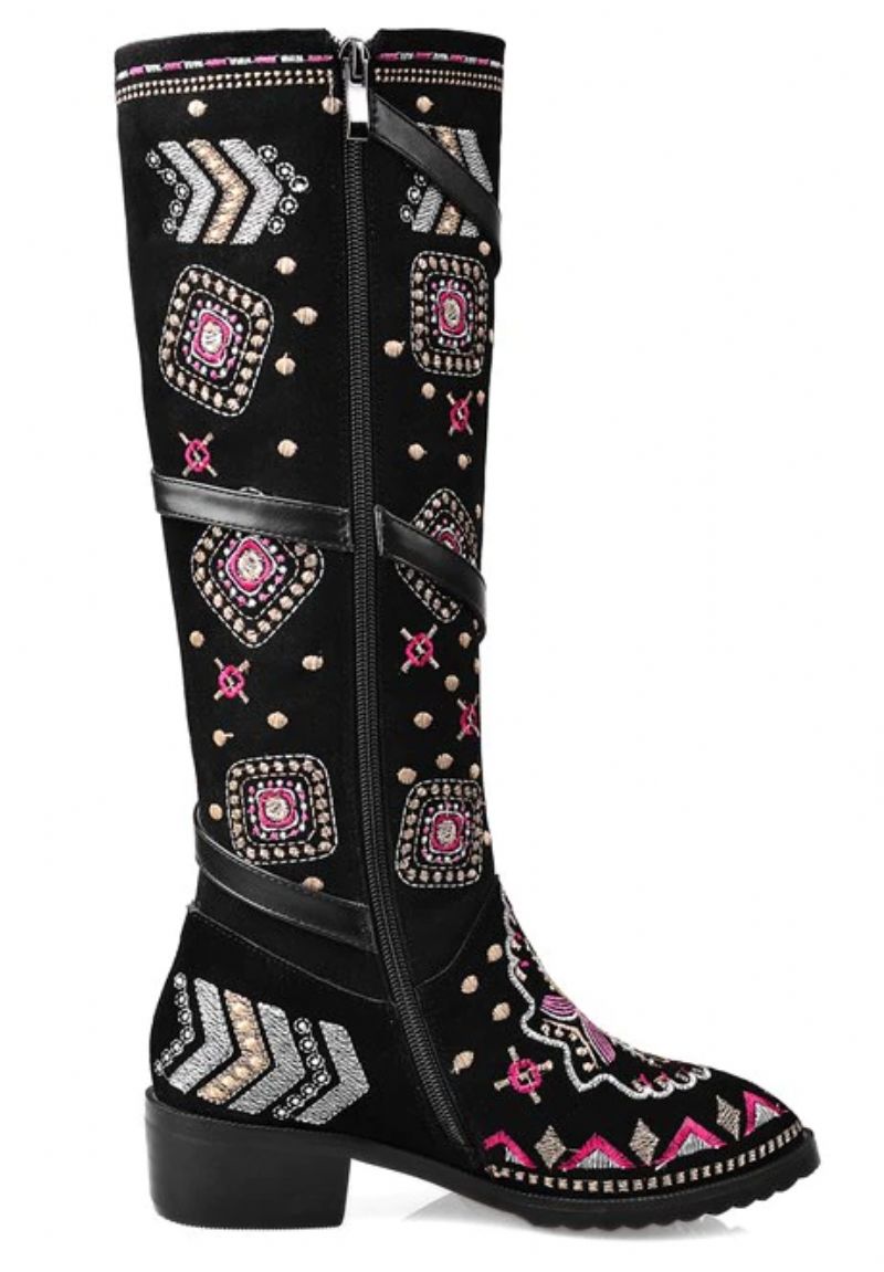 Panema Dames Western Winterlaarzen - Zwart Zonder Bont
