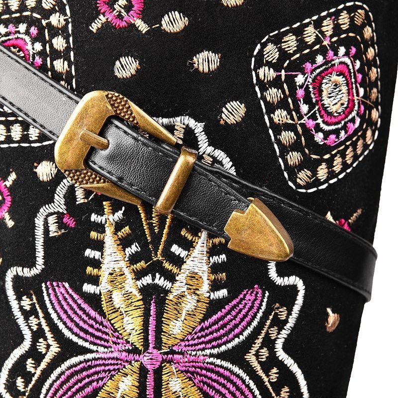 Panema Dames Western Winterlaarzen - Zwart Zonder Bont