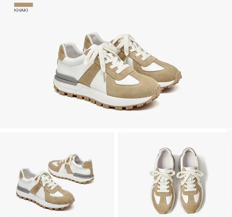 Panina Dames Platte Leren Platform Sneaker - Bruin