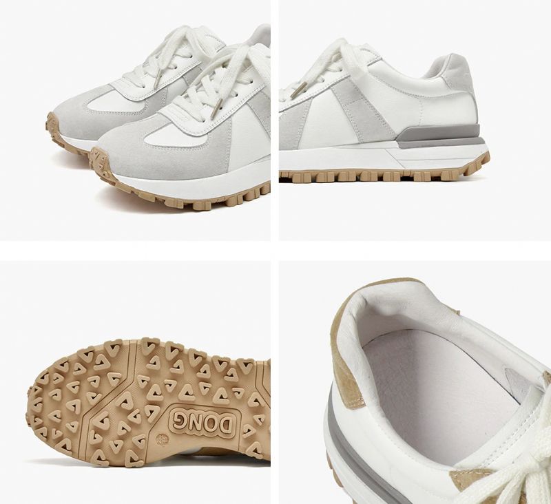 Panina Dames Platte Leren Platform Sneaker - Bruin