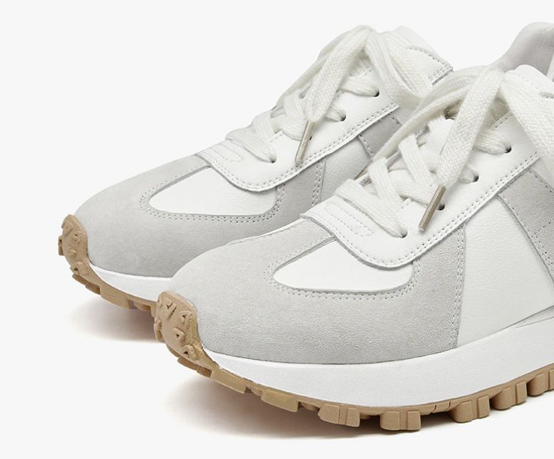 Panina Dames Platte Leren Platform Sneaker - Bruin