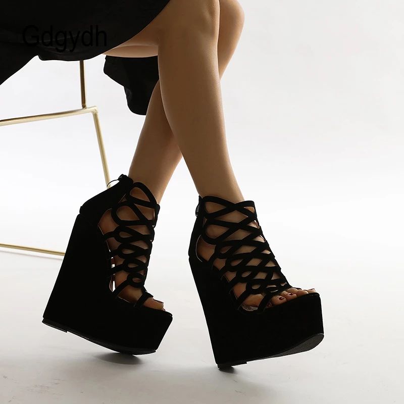 Paola Dames Wedge Sandaal - Zwart