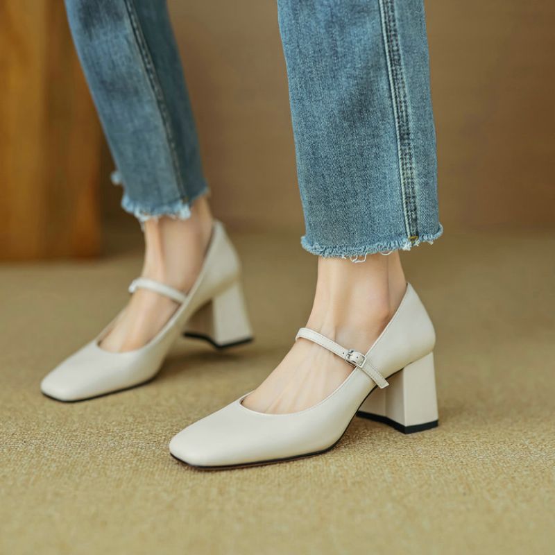 Paquita Dames Vierkante Teen Pumps - Zwart
