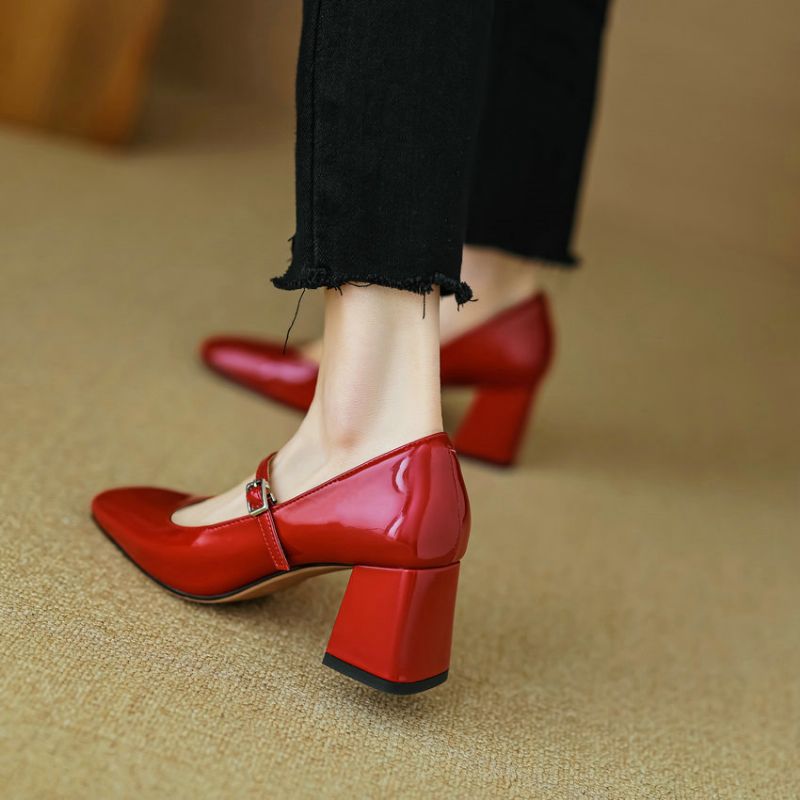Paquita Dames Vierkante Teen Pumps - Zwart