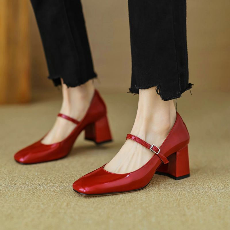Paquita Dames Vierkante Teen Pumps - Zwart