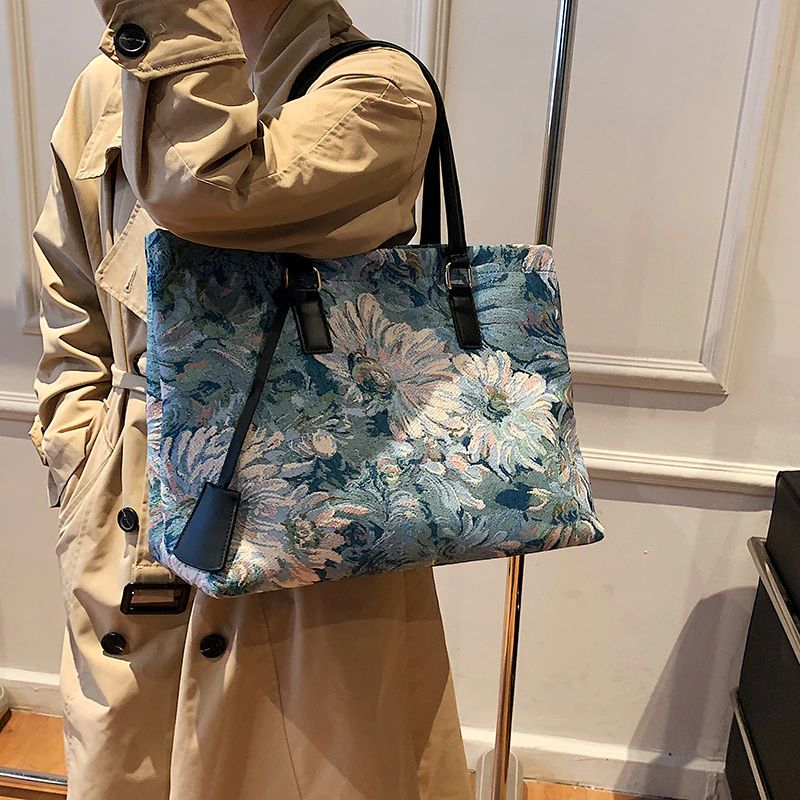 Parlote Dames Grote Capaciteit Schouder Handtas - Blauw