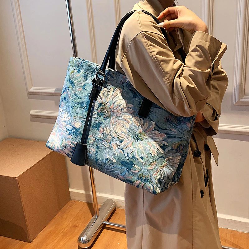 Parlote Dames Grote Capaciteit Schouder Handtas - Blauw