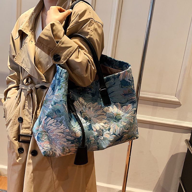 Parlote Dames Grote Capaciteit Schouder Handtas - Blauw