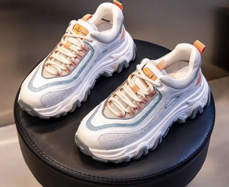 Pasquali Dames Sneakers Schoenen Echt Leer Met Platform - Oranje