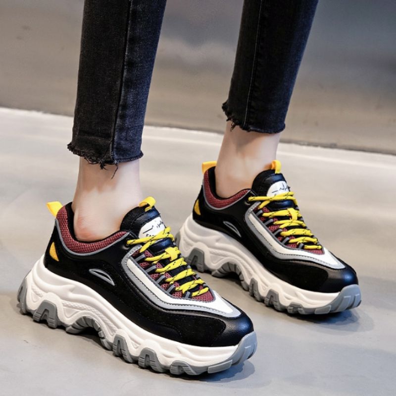 Pasquali Dames Sneakers Schoenen Echt Leer Met Platform - Oranje