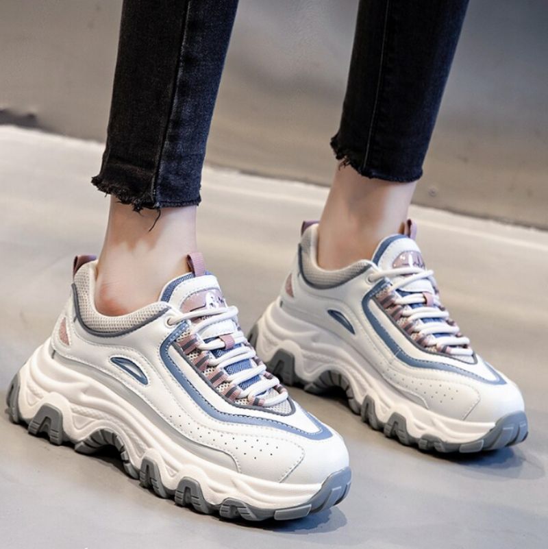 Pasquali Dames Sneakers Schoenen Echt Leer Met Platform - Oranje
