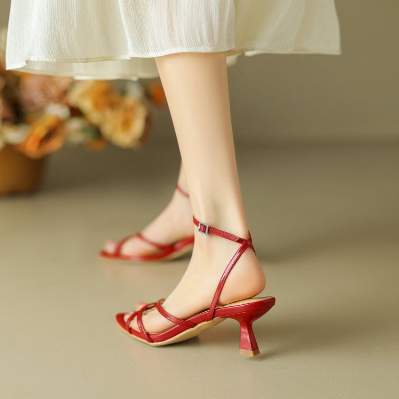 Patricia Dames Puntige Teen Sandalen - Rood