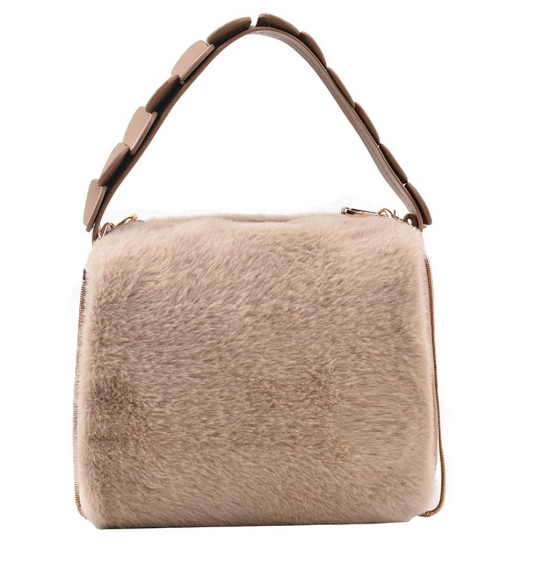 Paty Dames Mini Kunstleren Handtas - Abrikoos