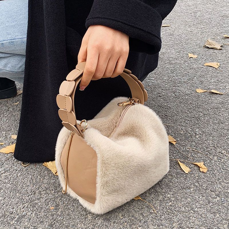 Paty Dames Mini Kunstleren Handtas - Abrikoos