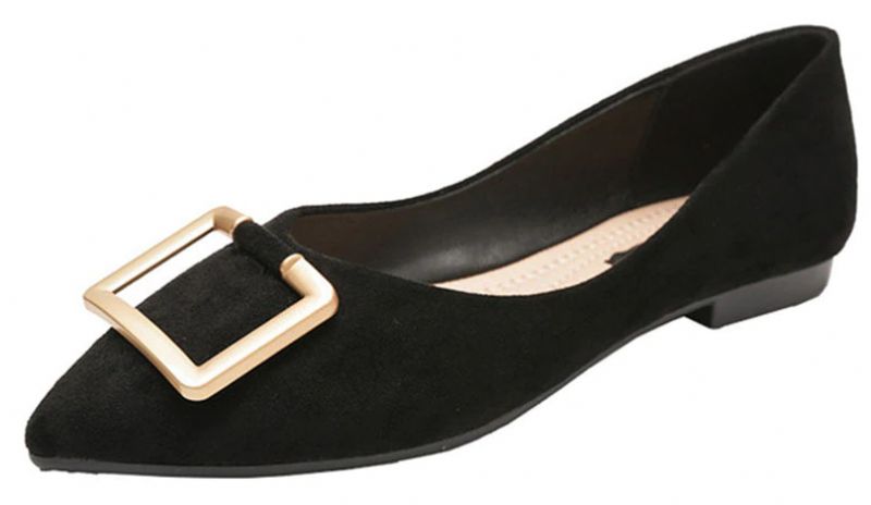 Paula Dames Puntige Teen Platte Schoenen - Abrikoos