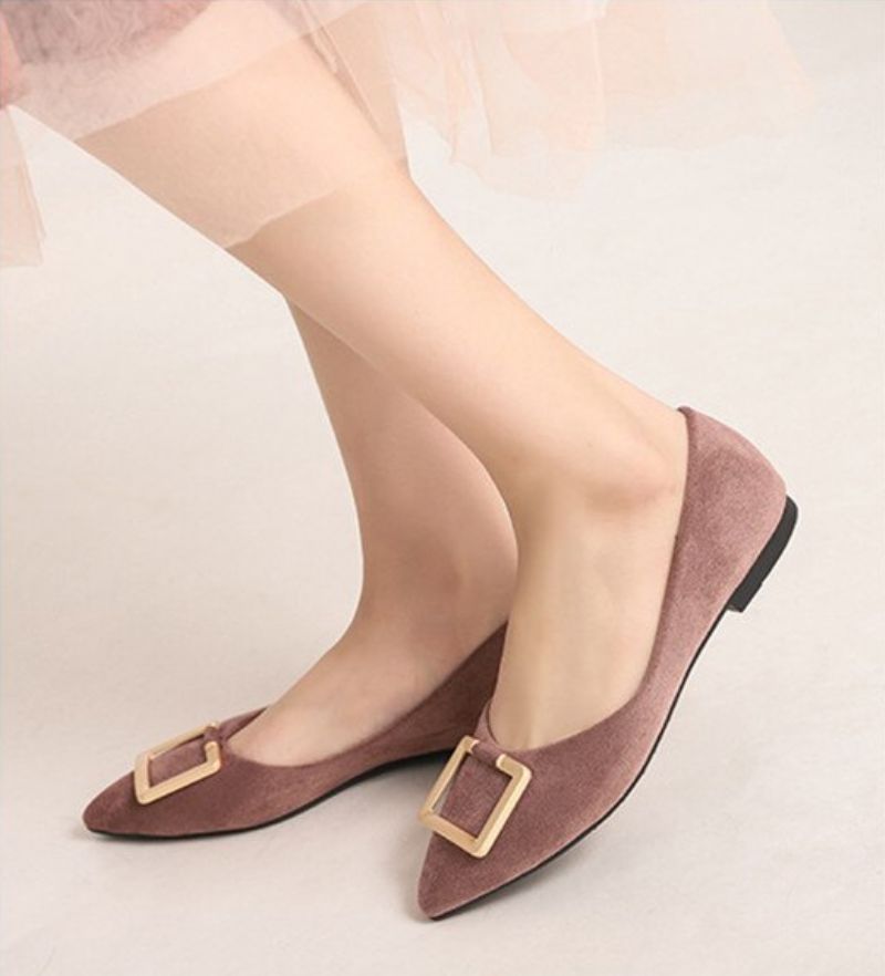 Paula Dames Puntige Teen Platte Schoenen - Abrikoos