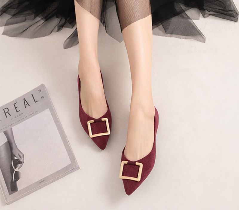 Paula Dames Puntige Teen Platte Schoenen - Abrikoos