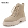 Beige met bont