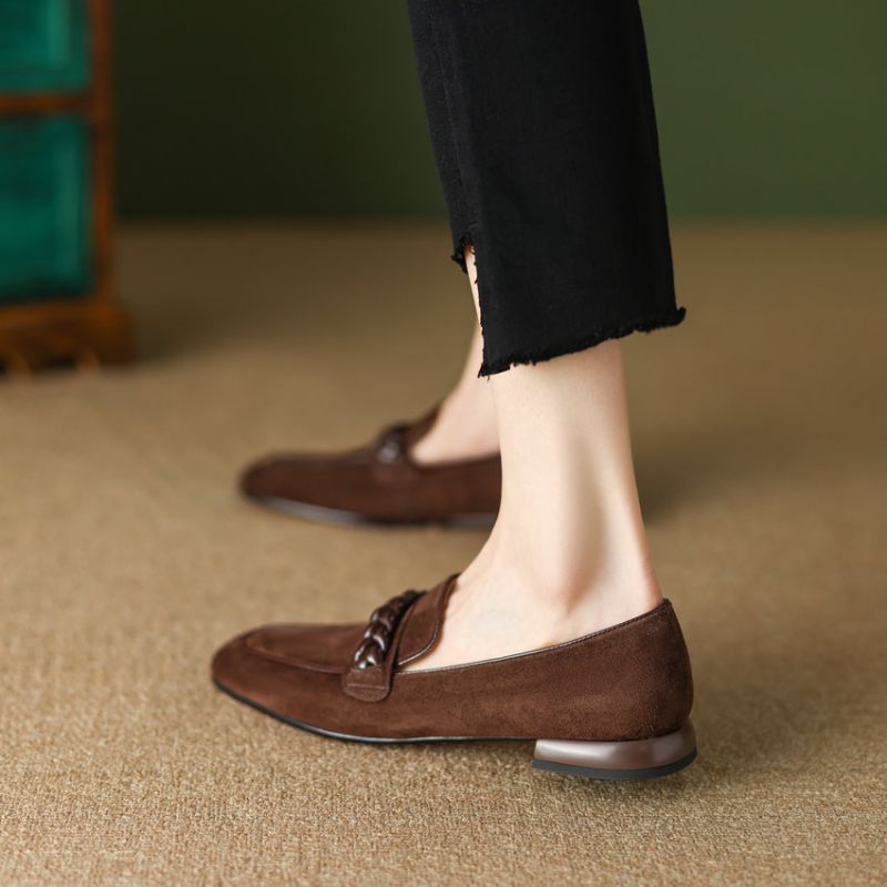Perla Dames Suède Kantoor Loafers - Groen